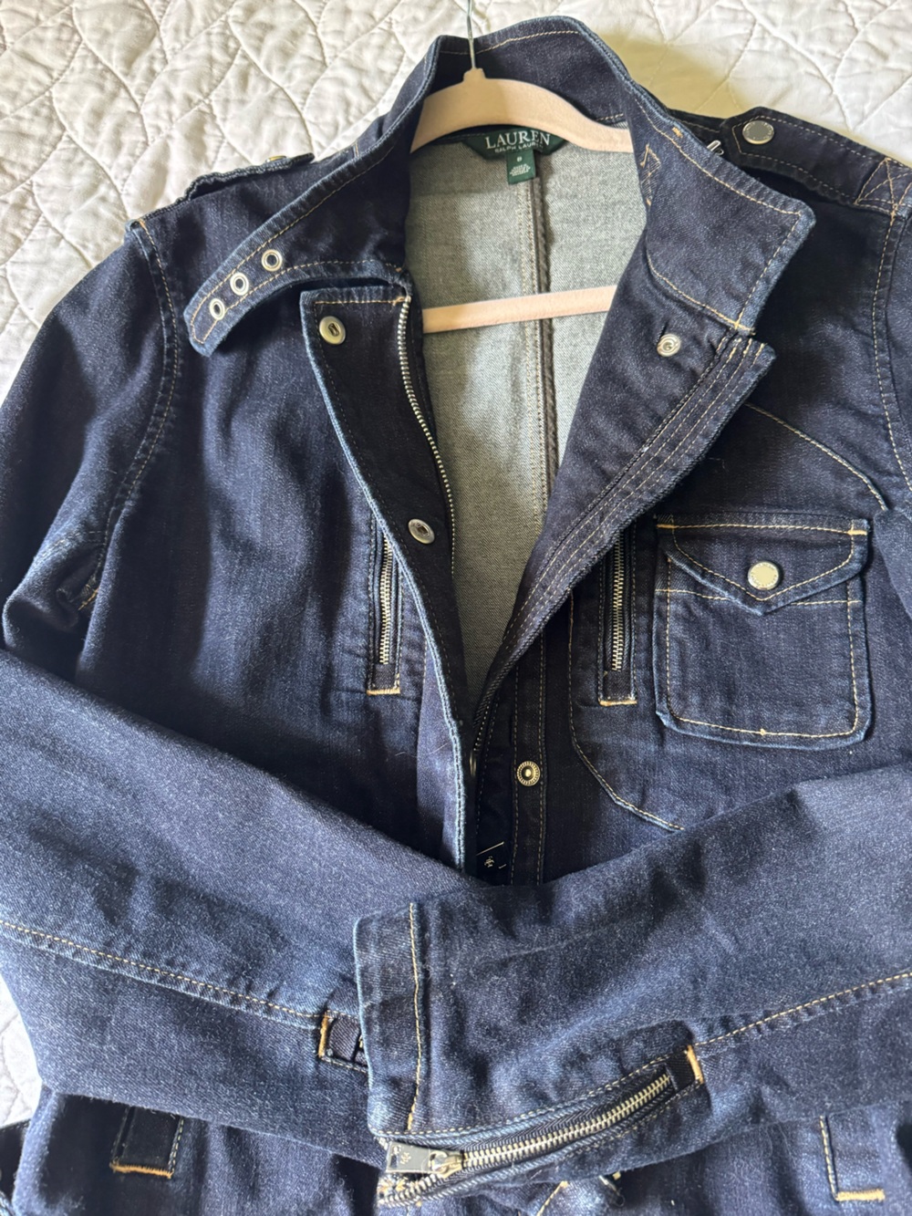 Ralph Lauren Dark Blue Denim Jacket with Contrast Stitching - Picture 6 of 6